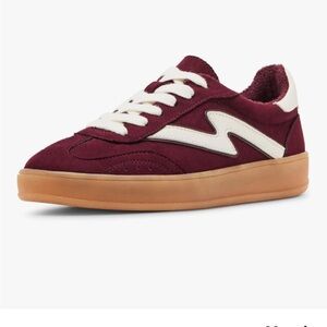 Madden Girl Giia Sneakers | Burgundy and White Sneakers with Gum Sole